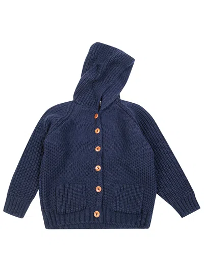 1+ In The Family 1+in The Family Cozy Mini Cardigan With Hood In Blu