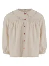 1+ In The Family Frilled-collar Button-front Dress In Neutral
