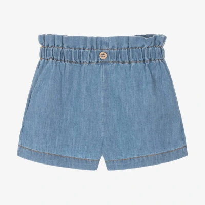 1+ In The Family Babies' 1 + In The Family Girls Blue Cotton Chambray Shorts