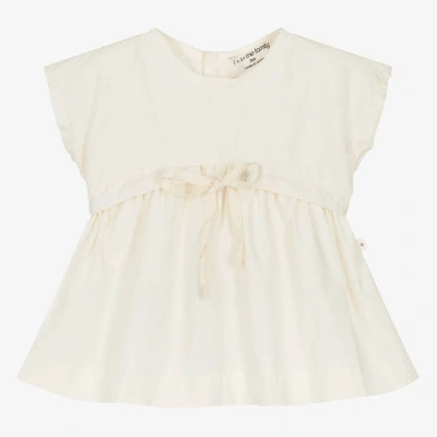 1+ In The Family Babies' 1 + In The Family Girls Ivory Cotton Poplin Dress