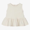 1+ IN THE FAMILY 1 + IN THE FAMILY GIRLS IVORY RIBBED COTTON SLEEVELESS TOP