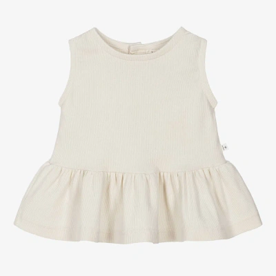 1+ In The Family Babies' 1 + In The Family Girls Ivory Ribbed Cotton Sleeveless Top