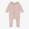1+ IN THE FAMILY 1 + IN THE FAMILY GIRLS PINK RIBBED COTTON BABYGROW