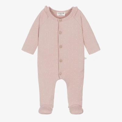 1+ In The Family 1 + In The Family Girls Pink Ribbed Cotton Babygrow