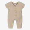 1+ IN THE FAMILY 1 + IN THE FAMILY GIRLS TAUPE BEIGE COTTON JUMPSUIT