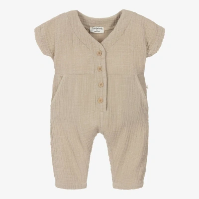 1+ In The Family Babies' 1 + In The Family Girls Taupe Beige Cotton Jumpsuit