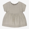 1+ IN THE FAMILY 1 + IN THE FAMILY GIRLS TAUPE BEIGE COTTON STRIPE DRESS
