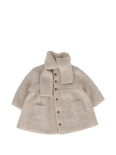 1+ In The Family Babies' Gorizia Scarf-detail Button-up Coat In Neutrals