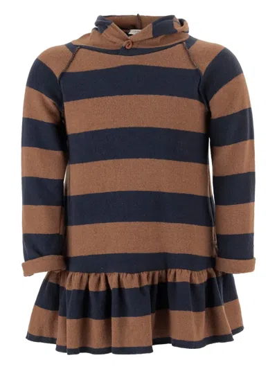 1+ In The Family Kids' Hooded Striped Dress In Brown