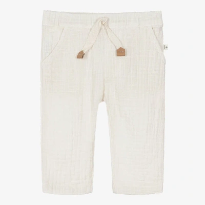 1+ In The Family Babies' 1 + In The Family Ivory Cotton Cheesecloth Trousers