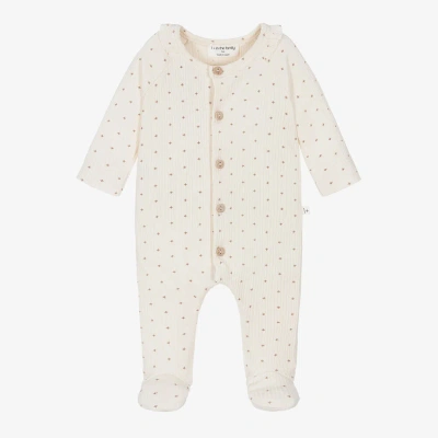 1+ In The Family 1 + In The Family Ivory Ribbed Cotton Babygrow