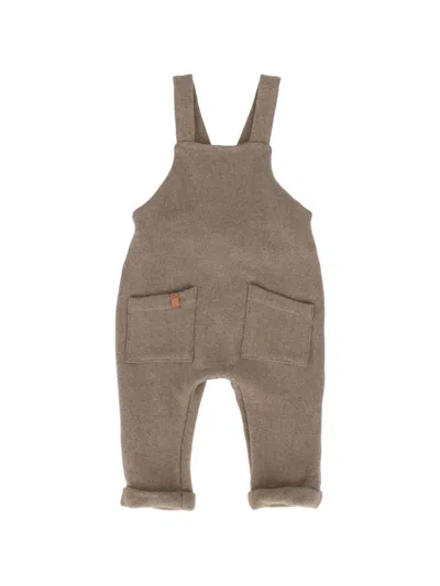 1+ In The Family Babies' Knit Patch-pocket Overalls In 褐色