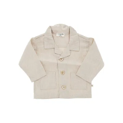 1+ In The Family Linen And Cotton Shirt Jacket Kids In Neutral