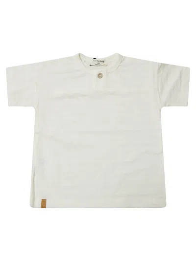1+ In The Family 1+in The Family Mini Button-down Short Sleeve T-shirt In Bianco