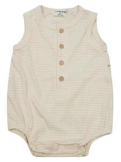 1+ In The Family 1+in The Family Mini Striped Button Playsuit In Beige