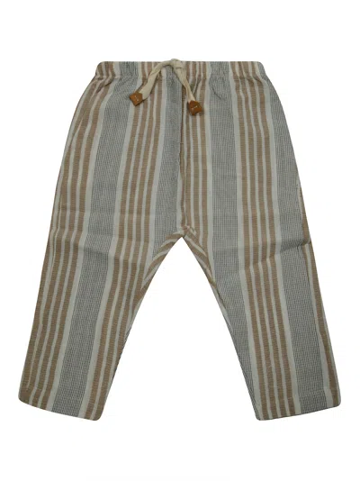 1+ In The Family 1+in The Family Mini Striped Trousers With Drawstring In Blu