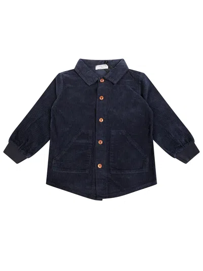 1+ In The Family 1+in The Family Mini Velvet Button-up Jacket In Blu
