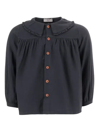1+ In The Family Kids' Ruffled-collar Button-down Dress In Blue