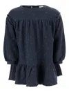 1+ In The Family Ruffled-design Dress In Blue