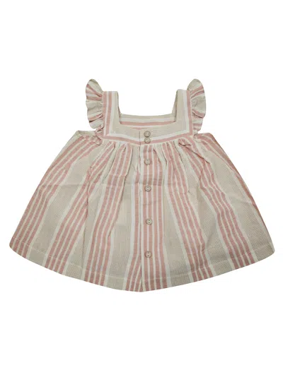 1+ In The Family 1+in The Family Ruffled Mini Tank Top With Stripes In Rosa