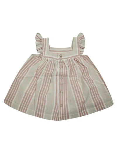 1+ In The Family 1+in The Family Ruffled Mini Tank Top With Stripes In Neutral