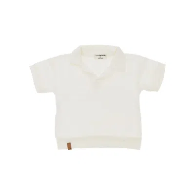 1+ In The Family Stretch Linen Knitted Polo Shirt Kids In White