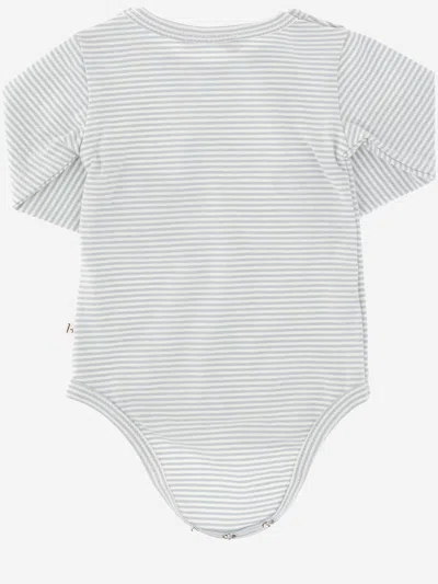 1+ In The Family Striped Cotton Bodysuit In Gray