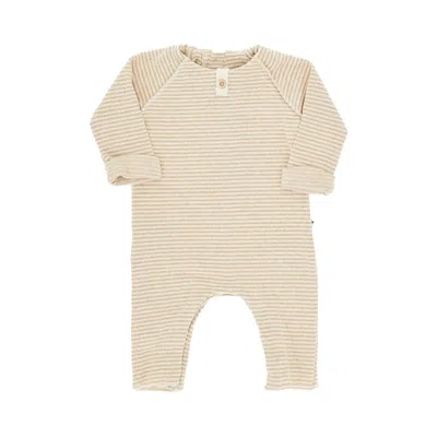 1+ In The Family Kids' Striped Cotton-blend Romper Suit In Neutral