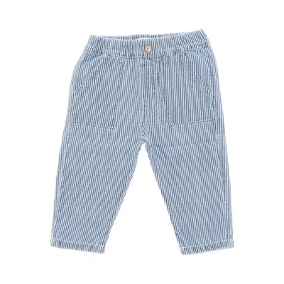 1+ In The Family Striped Denim Pants Kids In Blue