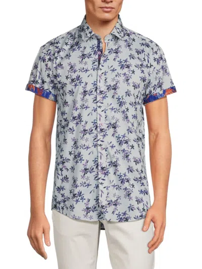 1 Like No Other Men's Falen Floral Short Sleeve Shirt In Blue Multi