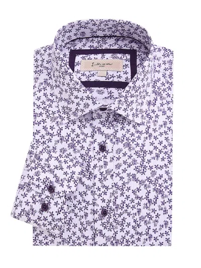1 Like No Other Men's Floral Dress Shirt In White Purple