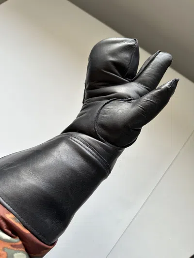 Pre-owned 1 Of 1 X Archival Clothing Crazy Leather Tabi Gloves Avant Garde In Black