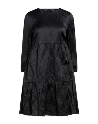 1-one Woman Mini Dress Black Size 6 Viscose, Cotton, Metallic Polyester