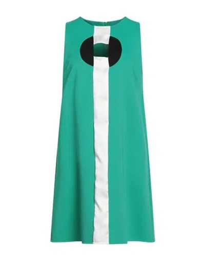 1-ONE 1-ONE WOMAN MINI DRESS GREEN SIZE 8 VISCOSE, POLYAMIDE, ELASTANE, ACETATE, SILK