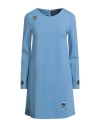 1-one Woman Mini Dress Light Blue Size 14 Viscose, Polyamide, Elastane