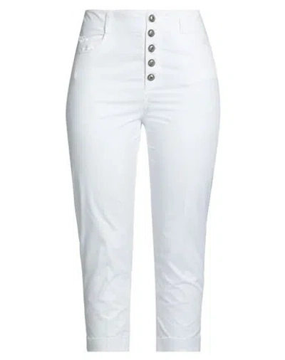 1-one Woman Pants White Size 10 Cotton, Elastane