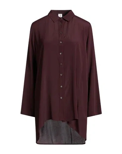 1-one Woman Shirt Burgundy Size 4 Acetate, Silk