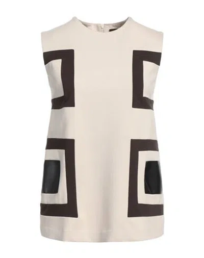1-one Woman Top Beige Size 4 Viscose, Nylon, Elastane, Polyester, Polyurethane