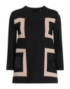 1-one Woman Top Black Size 2 Viscose, Nylon, Elastane, Polyester, Polyurethane In Black