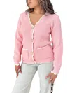 1 The Woman Allison Scalloped Cardigan In Pink In Pink