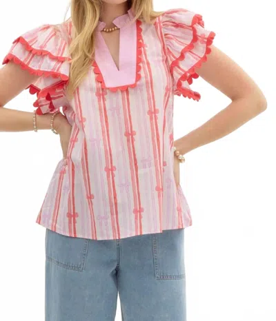 1 The Woman Bella Bow Top In Pink In Multi