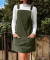 1 The Woman Corduroy Overall Dress In Vineyard Green