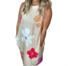 1 The Woman Daisy Flower Print Tank Dress In Beige In Beige