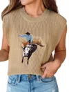 1 The Woman Jackson Hole Knit Sweater Vest In Khaki In Neutral