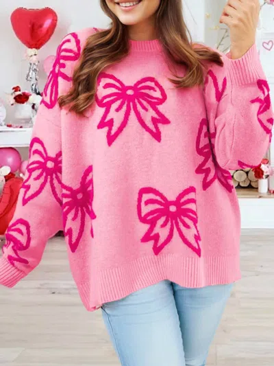 1 The Woman Sealed With A Bow Sweater In Pink