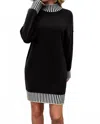 1 The Woman Turtleneck Pullover Sweater Dress In Black White