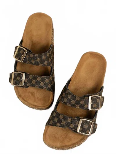 1 The Woman Women's Luxe Double Buckle Sandals In Brown