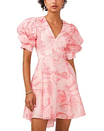 1.state Bubble Sleeve Fit And Flare Dress In Rose Gauze
