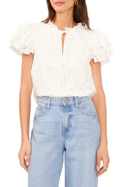 1.state Flutter Sleeve Lace Top In New Ivory