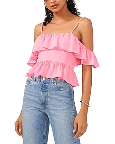 1.state Off-the-shoulder Flounce Trim Top In Island Bloom